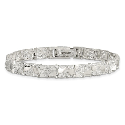 8 Inch Sterling Silver 7mm Nugget Bracelet
