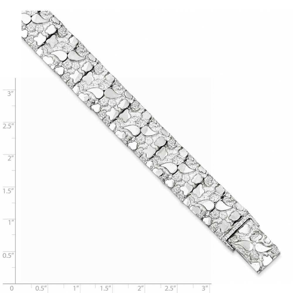 8.5 Inch Sterling Silver 15mm Nugget Bracelet