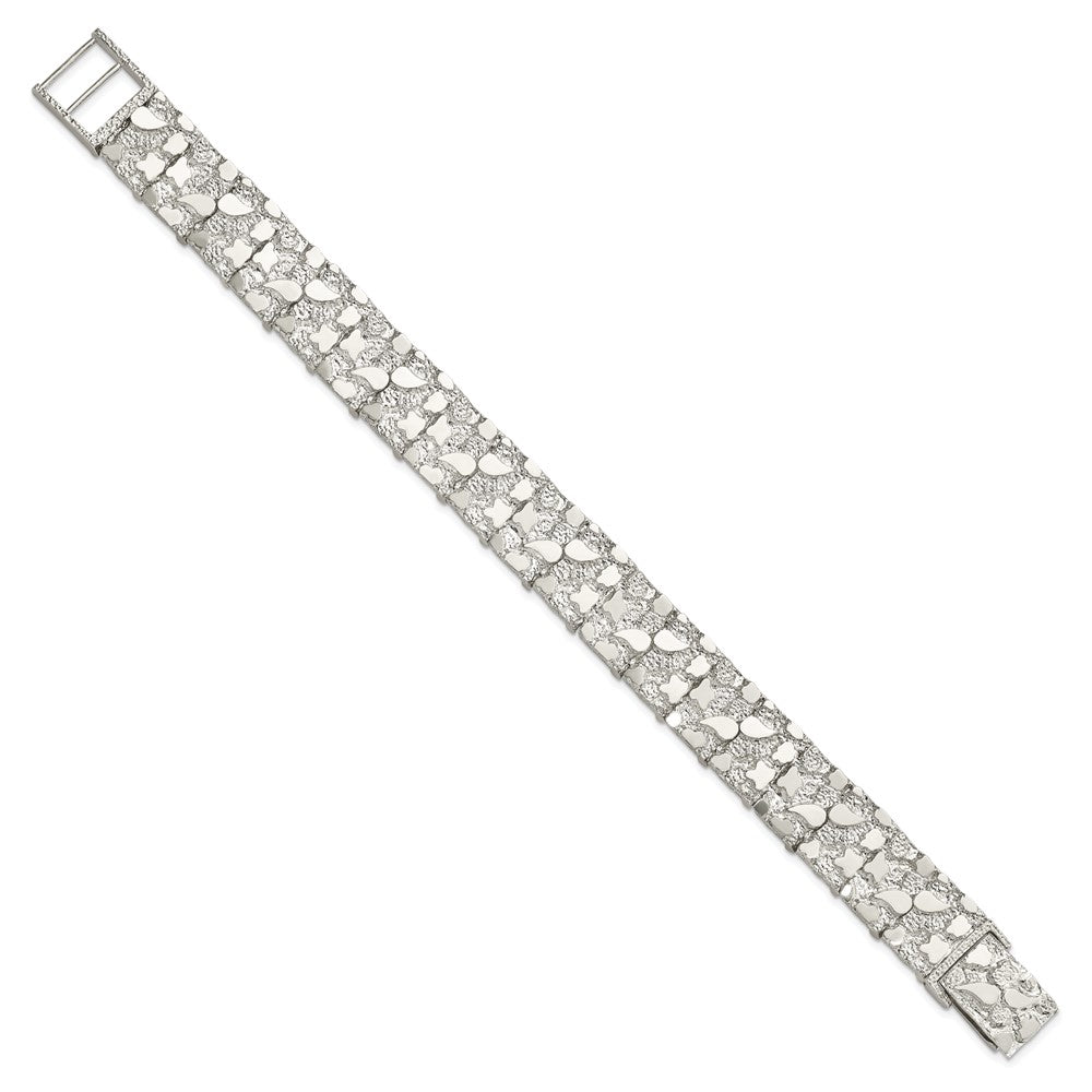 8.5 Inch Sterling Silver 15mm Nugget Bracelet