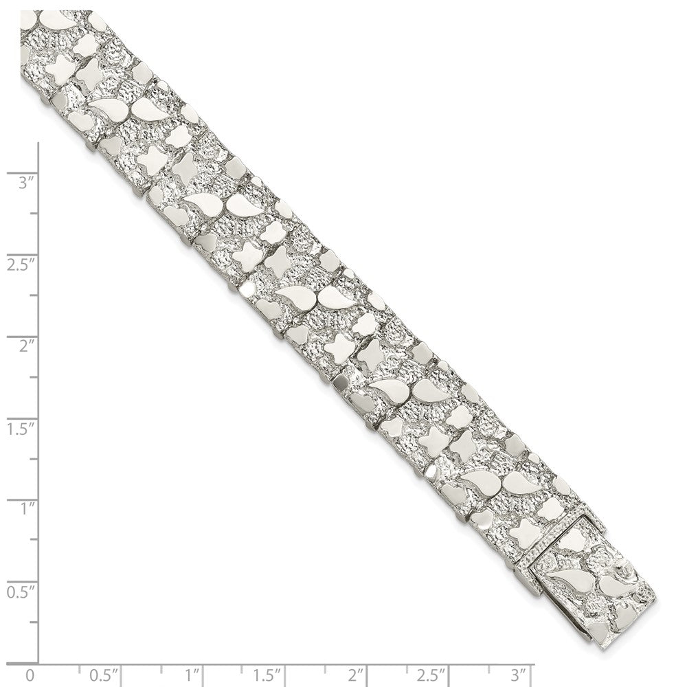 8.5 Inch Sterling Silver 15mm Nugget Bracelet