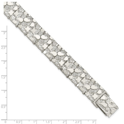 8.5 Inch Sterling Silver 15mm Nugget Bracelet