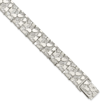 8.5 Inch Sterling Silver 15mm Nugget Bracelet