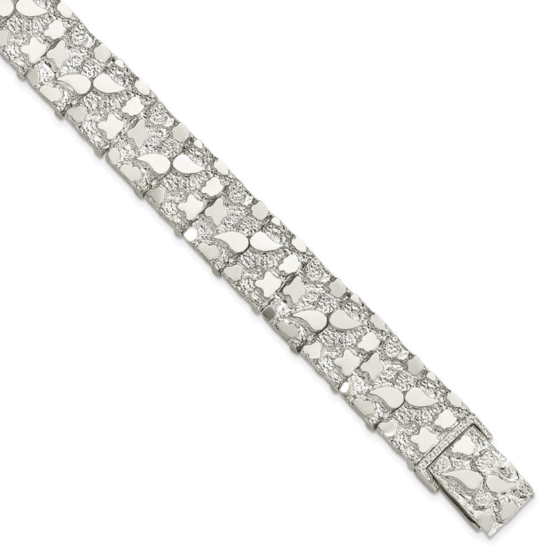 8.5 Inch Sterling Silver 15mm Nugget Bracelet