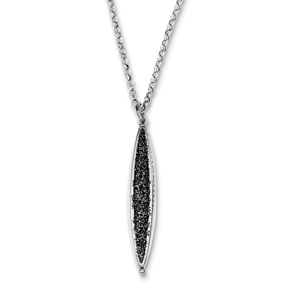 Sterling Silver Rhodium Plated Glitter Enamel Bead W/2In Ext. Necklace