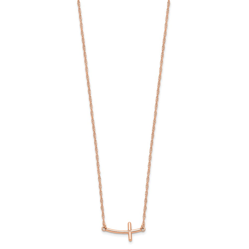 Sterling Silver Rg-Plated Small Sideways Curved Cross Necklace