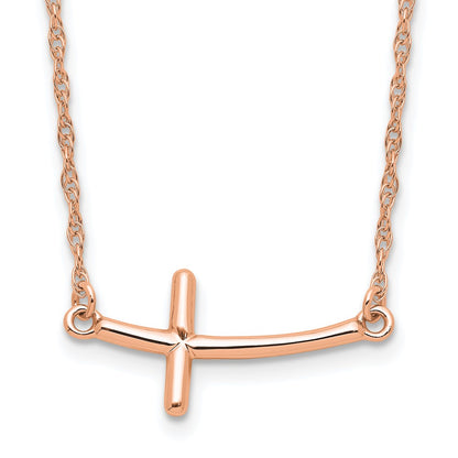 Sterling Silver Rg-Plated Large Sideways Curved Cross Necklace
