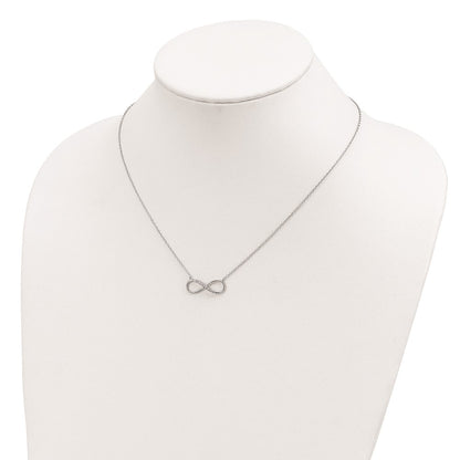 Sterling Silver Rhodium-Plated With Cz Infinity W/ 2 In Ext Necklace