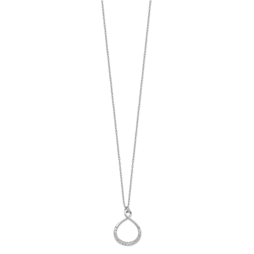 Sterling Silver Rhodium-Plated With Cz Infinity W/ 2 In Ext Necklace
