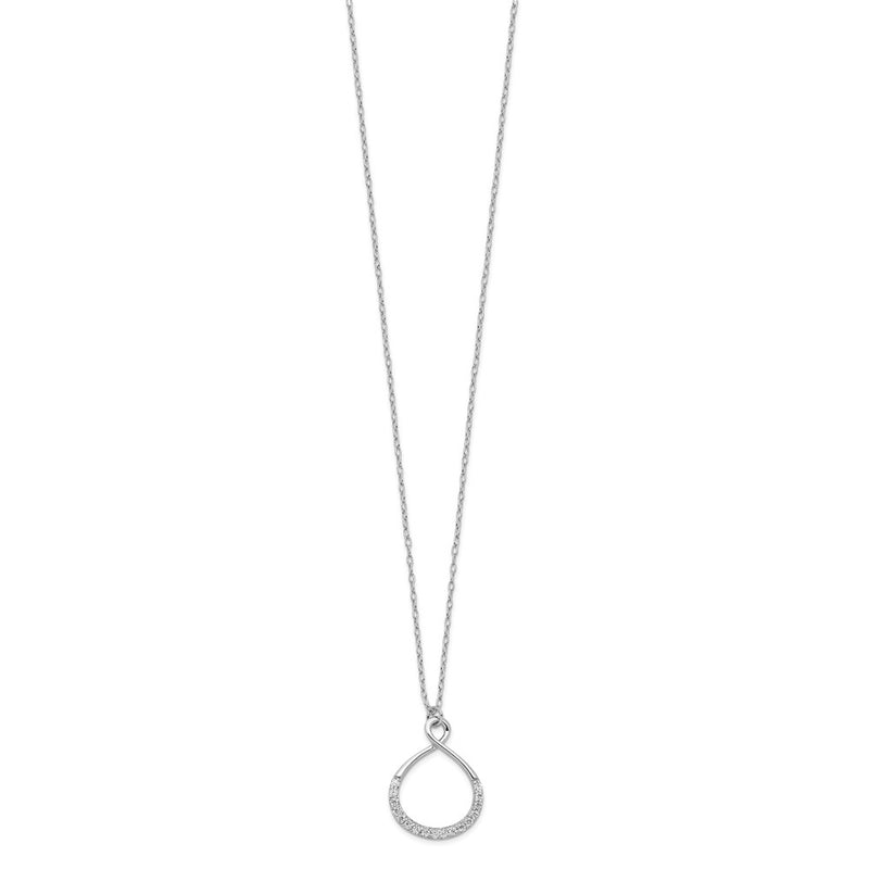 Sterling Silver Rhodium-Plated With Cz Infinity W/ 2 In Ext Necklace
