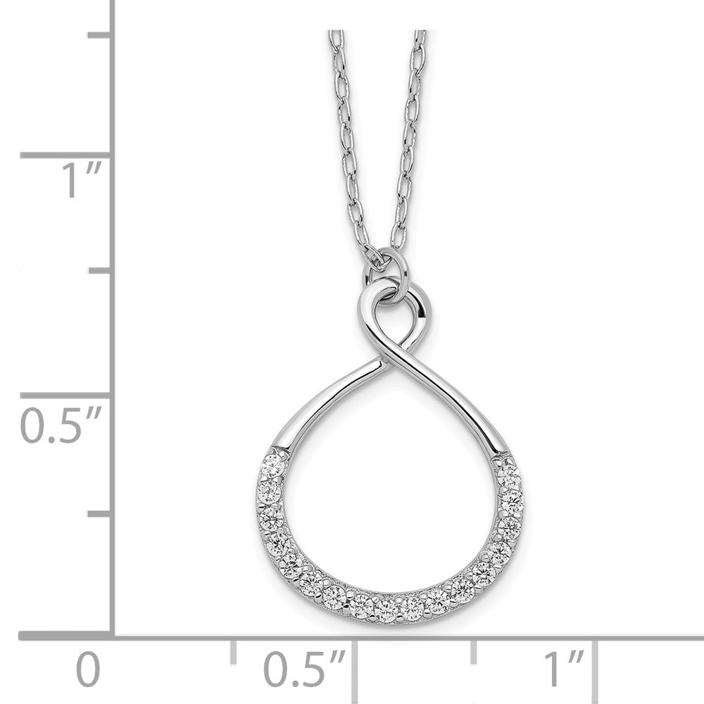 Sterling Silver Rhodium-Plated With Cz Infinity W/ 2 In Ext Necklace