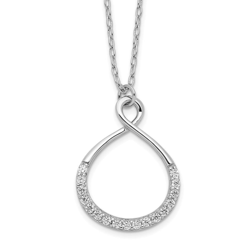 Sterling Silver Rhodium-Plated With Cz Infinity W/ 2 In Ext Necklace