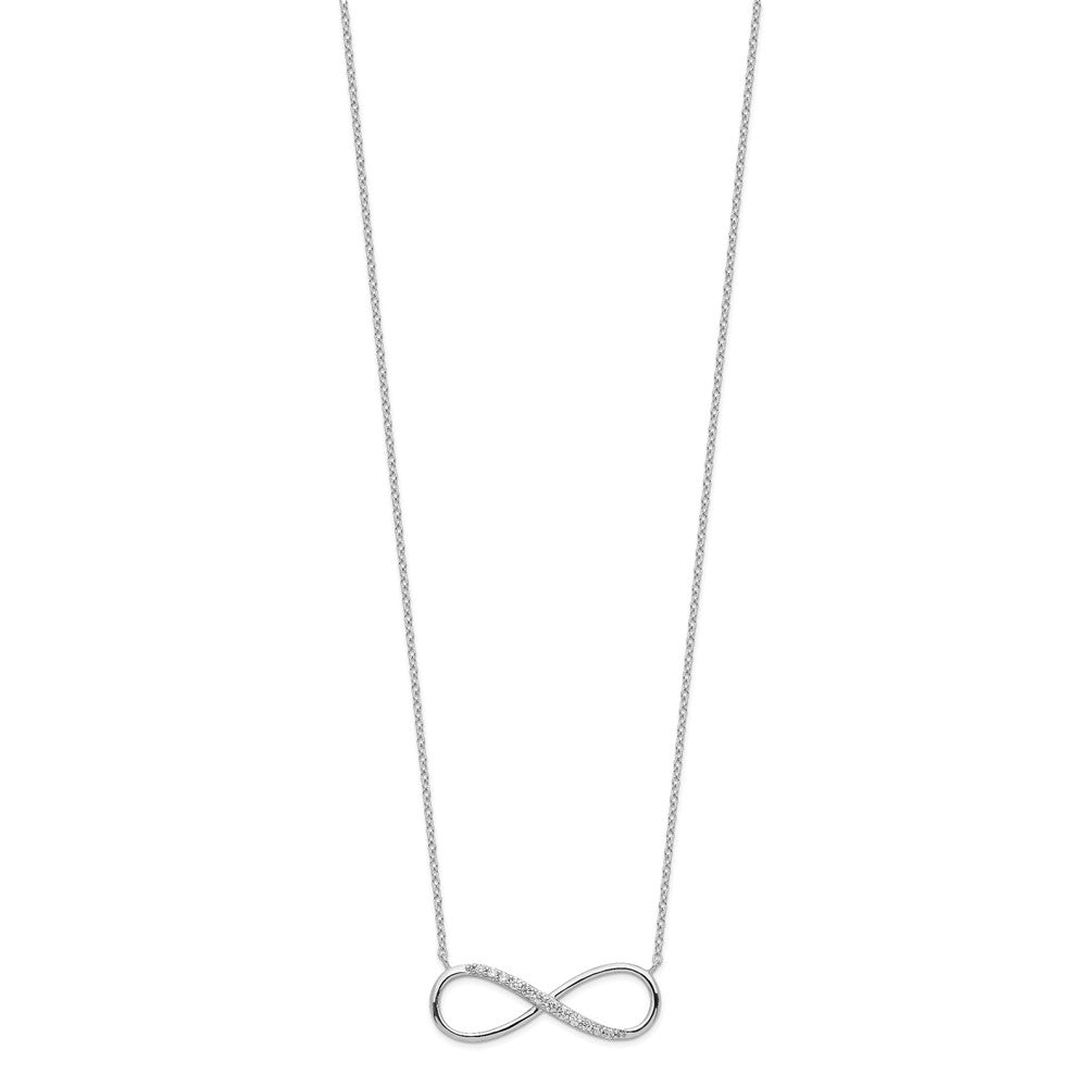 Sterling Silver Rhodium-Plated With Cz Infinity W/ 2 In Ext Necklace
