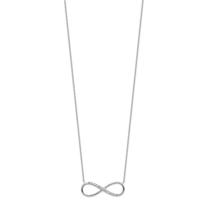 Sterling Silver Rhodium-Plated With Cz Infinity W/ 2 In Ext Necklace