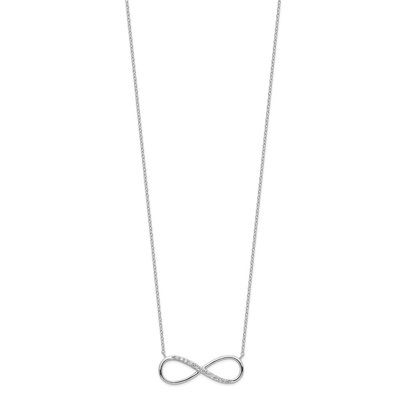 Sterling Silver Rhodium-Plated With Cz Infinity W/ 2 In Ext Necklace
