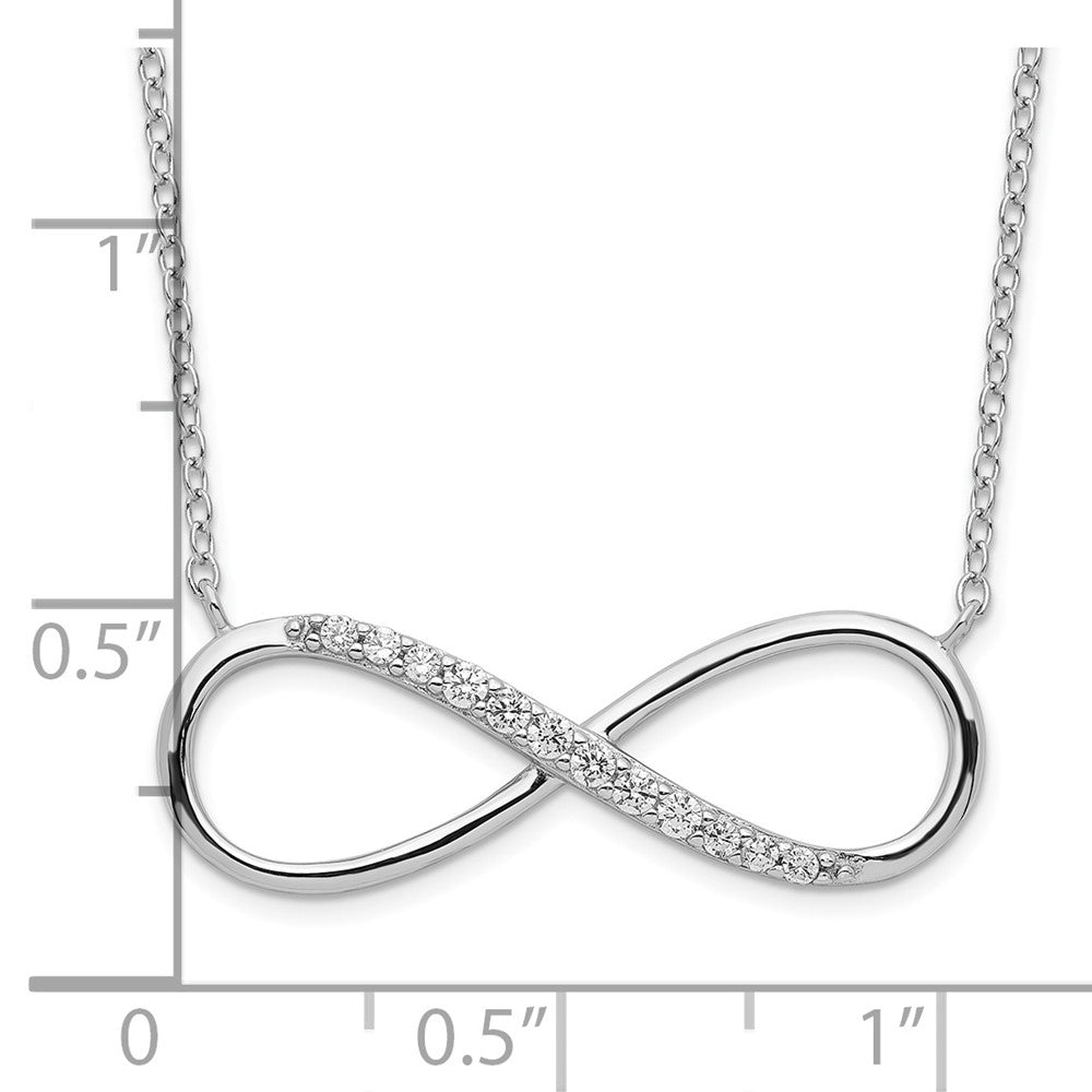 Sterling Silver Rhodium-Plated With Cz Infinity W/ 2 In Ext Necklace