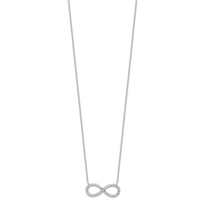 Sterling Silver Rhodium-Plated With Cz Infinity W/ 2 In Ext Necklace