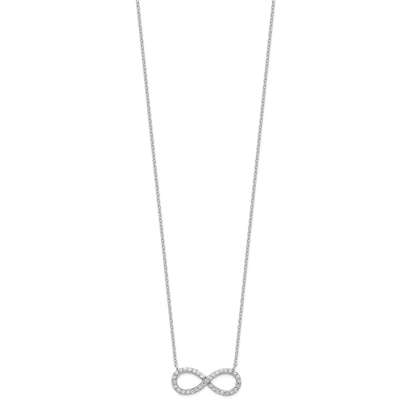 Sterling Silver Rhodium-Plated With Cz Infinity W/ 2 In Ext Necklace