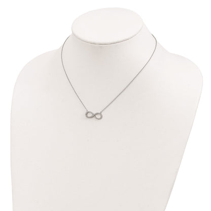 Sterling Silver Rhodium-Plated With Cz Infinity W/ 2 In Ext Necklace