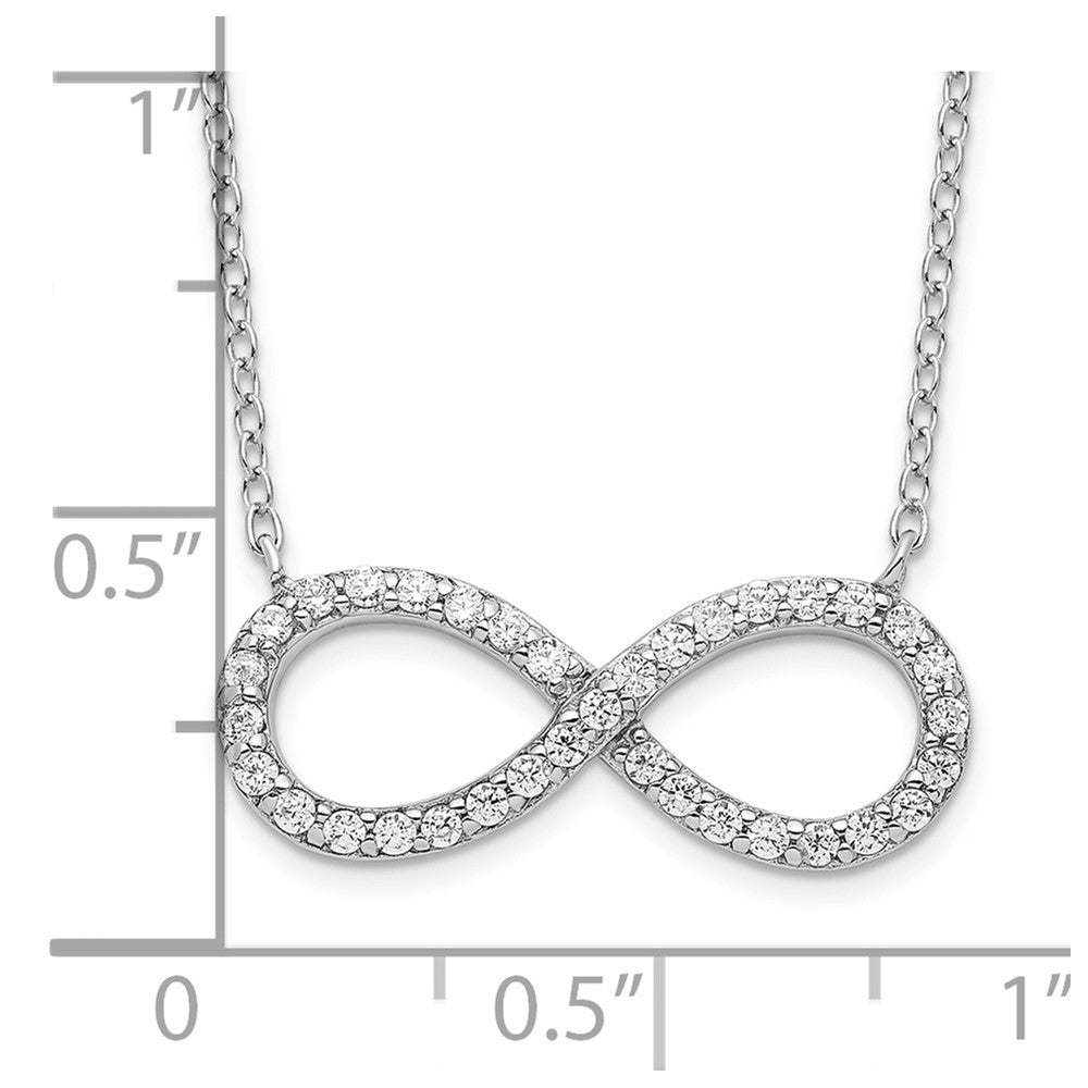 Sterling Silver Rhodium-Plated With Cz Infinity W/ 2 In Ext Necklace