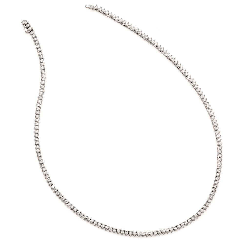 Sterling Silver Shimmer Rhodium-Plated 18 Inch 163 Stone Cz Riviera Necklace
