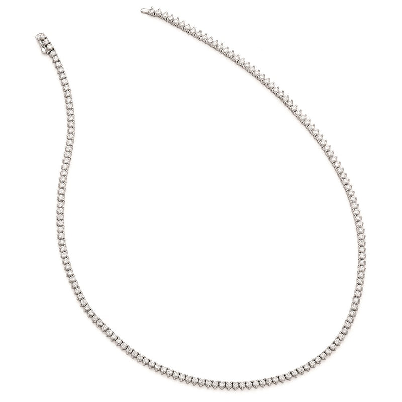 Sterling Silver Shimmer Rhodium-Plated 18 Inch 163 Stone Cz Riviera Necklace