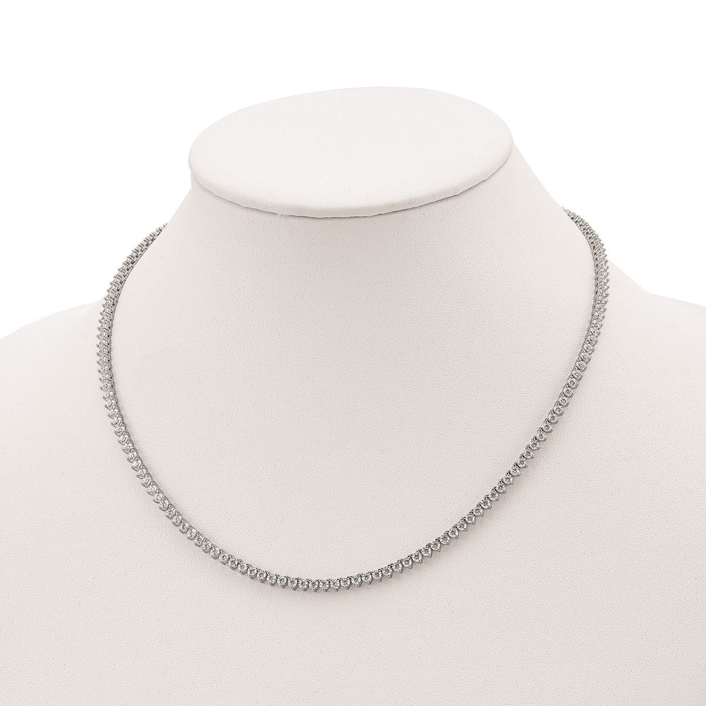 Sterling Silver Shimmer Rhodium-Plated 18 Inch 163 Stone Cz Riviera Necklace