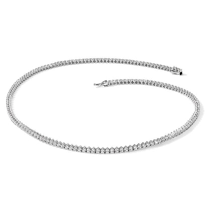 Sterling Silver Shimmer Rhodium-Plated 18 Inch 163 Stone Cz Riviera Necklace