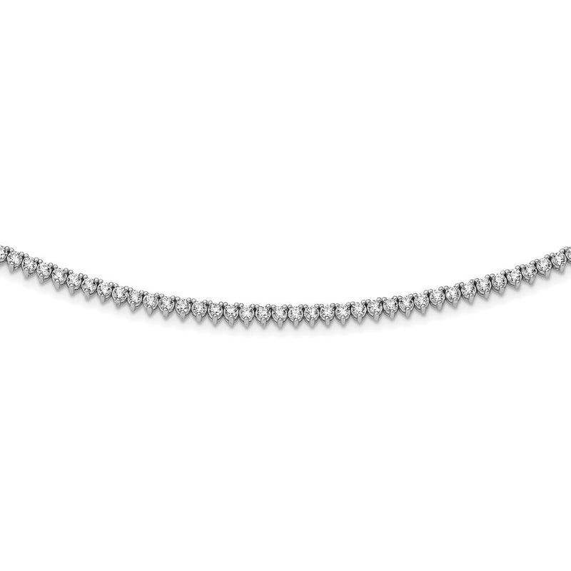 Sterling Silver Shimmer Rhodium-Plated 18 Inch 163 Stone Cz Riviera Necklace