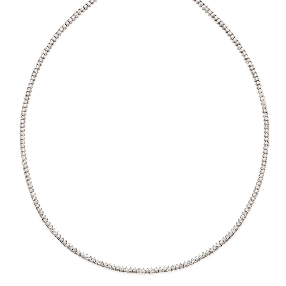 Sterling Silver Shimmer Rhodium-Plated 24 Inch 218 Stone Cz Riviera Necklace