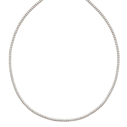 Sterling Silver Shimmer Rhodium-Plated 24 Inch 218 Stone Cz Riviera Necklace