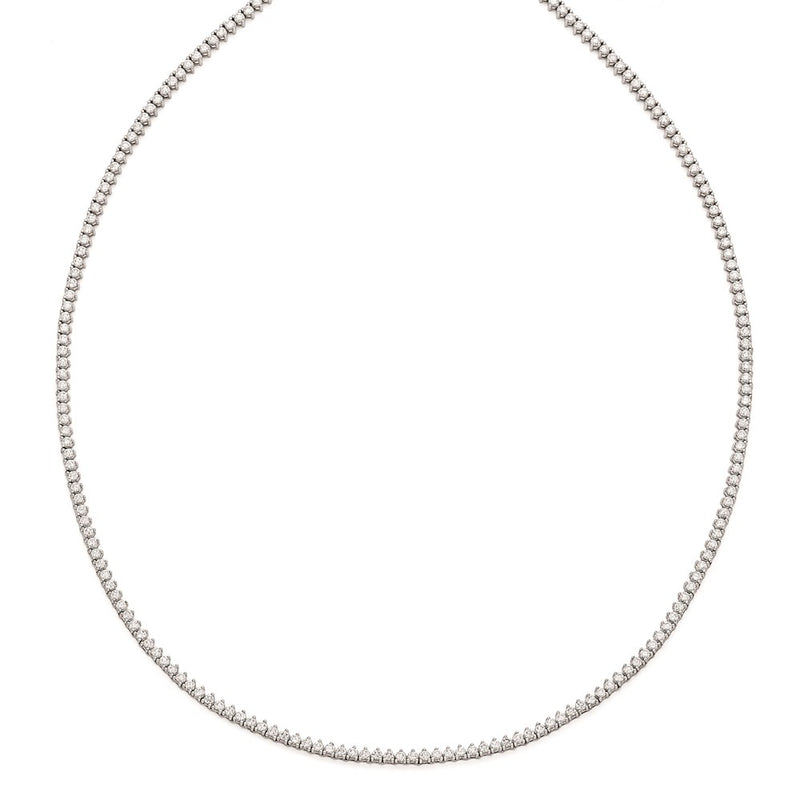Sterling Silver Shimmer Rhodium-Plated 24 Inch 218 Stone Cz Riviera Necklace