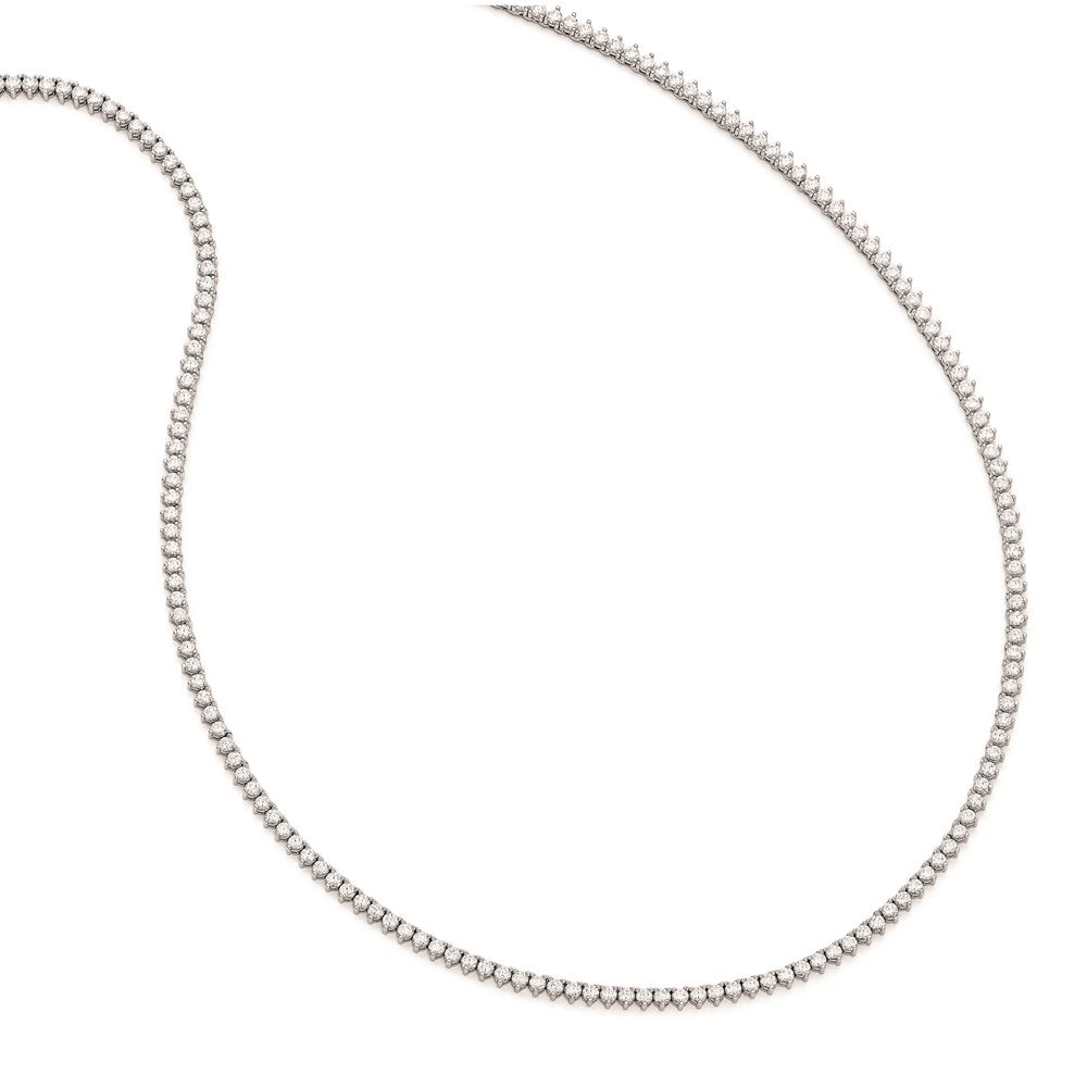 Sterling Silver Shimmer Rhodium-Plated 36 Inch 269 Stone Cz Riviera Necklace
