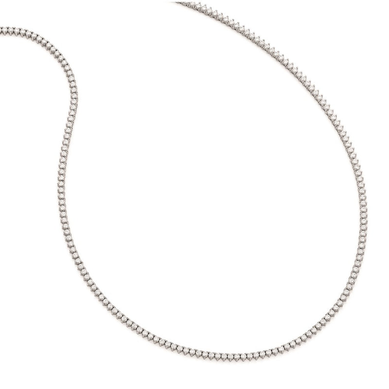 Sterling Silver Shimmer Rhodium-Plated 36 Inch 269 Stone Cz Riviera Necklace