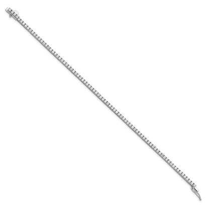 7 Inch Sterling Shimmer Silver Rhodium-Plated 2mm Cz 81 Stone Bracelet