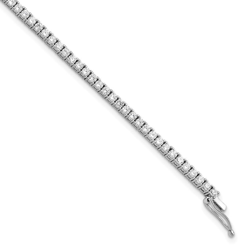 7 Inch Sterling Shimmer Silver Rhodium-Plated 2mm Cz 81 Stone Bracelet