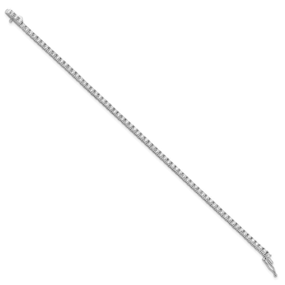 Sterling Silver Shimmer Rhodium-Plated 2.3mm Cz 70 Stone 7 Inch Bracelet