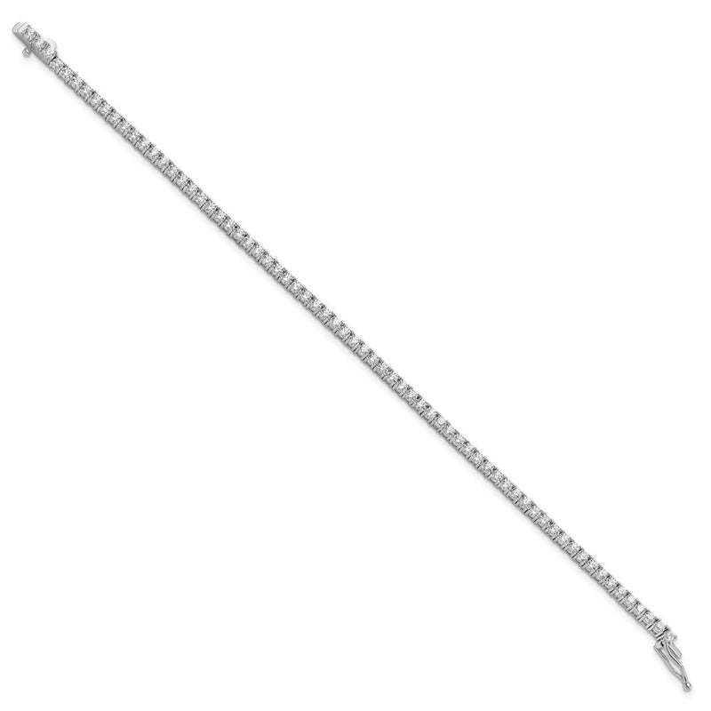 Sterling Silver Shimmer Rhodium-Plated 2.3mm Cz 70 Stone 7 Inch Bracelet