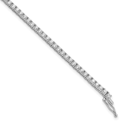 Sterling Silver Shimmer Rhodium-Plated 2.3mm Cz 70 Stone 7 Inch Bracelet