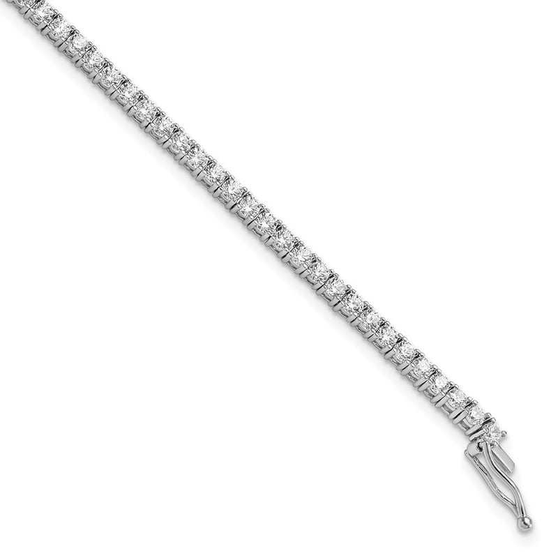 Sterling Silver Shimmer Rhodium-Plated 2.3mm Cz 70 Stone 7 Inch Bracelet