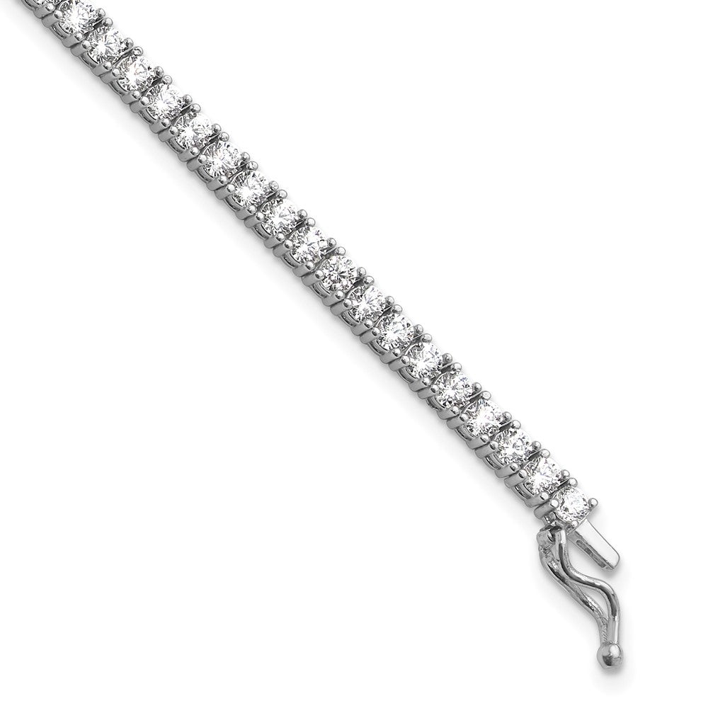Sterling Silver Shimmer Rhodium-Plated 2.5mm Cz 68 Stone 7 Inch Bracelet