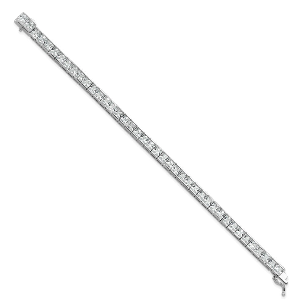 Sterling Silver Shimmer Rhodium-Plated 7 Inch 40 Stone Cz Bracelet