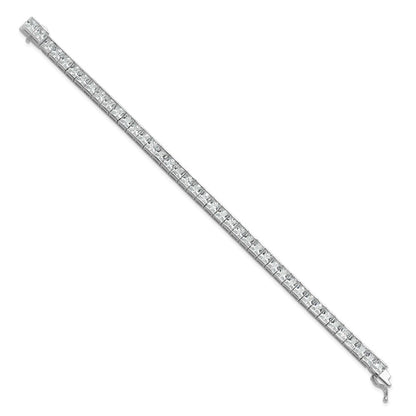 Sterling Silver Shimmer Rhodium-Plated 7 Inch 40 Stone Cz Bracelet