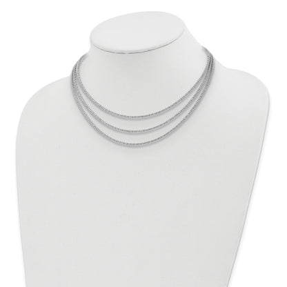 Sterling Silver Shimmer Rhodium Plated 16 Inch 732 Stone Cz 3 Strand Layer Necklace
