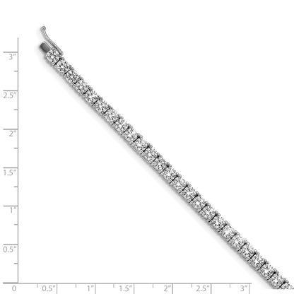Sterling Silver Shimmer Rhodium-Plated 7 Inch 41 Stone Cz Bracelet