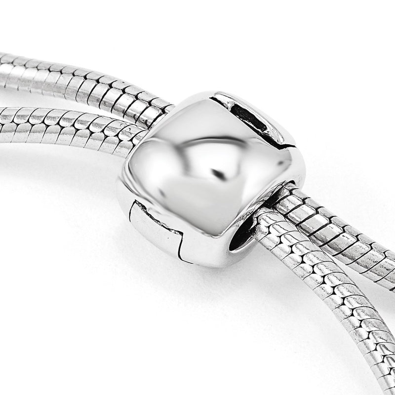 9 Inch Sterling Silver Antiqued Reflections Crystal Love Heart Adjust Bracelet