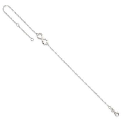 Sterling Silver Polished 9In Plus 1In. Ext. Infinity Symbol Anklet