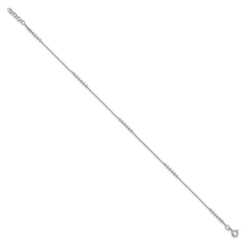Sterling Silver Rhodium-Plated Polished W/.5In Extension Anklet