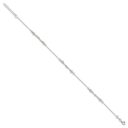 Sterling Silver Polished W/1In. Ext. Fancy Anklet
