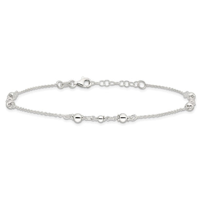 Sterling Silver Polished W/1In. Ext. Fancy Anklet