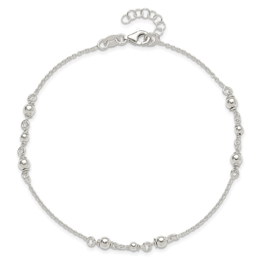 Sterling Silver Polished W/1In. Ext. Fancy Anklet